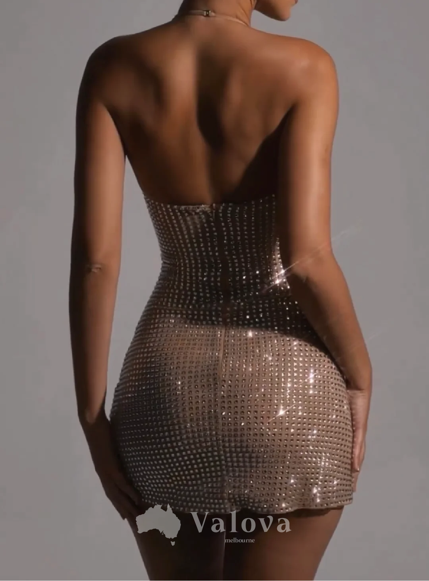 Lumière Crystal Halter | Mini Dress